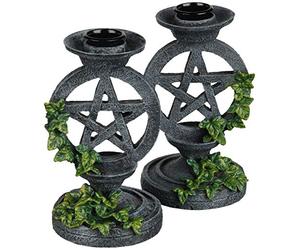 Nemesis Now Bougeoir avec Motif de Pentagramme Vieilli - Gris, 13,4 cm