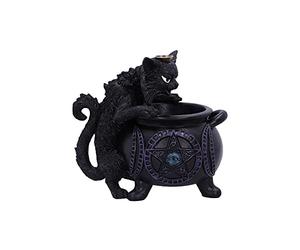 Nemesis Now Brûleur d'encens à refoulement Chaudron de Spite's - Chat Noir familier - 16,3 cm