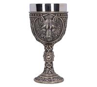 Nemesis Now Calice de soif sauvage de 20 cm, résine, bronze, calice de loup bronze, tige de détail de nœud, article cadeau loup, insert amovible en acier inoxydable, moulé dans la meilleure résine,