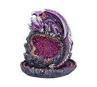 Nemesis Now Crystalline Protector Brûleur d'encens à refoulement Motif géode Dragon Violet 14,2 cm