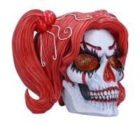 Nemesis Now Drop Dead Gorgeous - Décoration Cackle and Chaos en résine 19 cm, Figurine de crâne de Clown féminin avec Yeux pailletés, moulée dans la résine la Plus Fine, Peinte à la Main