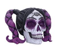 Nemesis Now Drop Dead Magnifique Figurine mythes et Magie 20,5 cm, en résine, poupée vaudou en Forme de tête de Mort, tête de Mort féminine avec Cheveux Violets et Yeux pailletés, coulée dans la