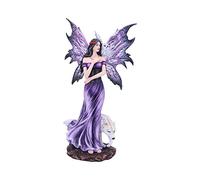 Nemesis Now Figurine de Compagnon de fée Loup et Hibou Violet améthyste, polyrésine, 39,5 cm