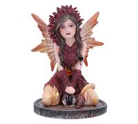 Nemesis Now Figurine de fée coquelicot en cristal de 9 cm, figurine de fée rouge avec boule de cristal, fée agenouillée avec boule de verre, cadeau fantaisie, coulée dans la meilleure résine, peinte à