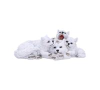 Nemesis Now Figurine de loup câlin au chaud d'hiver - Sculpture de famille de loups réconfortants, résine peinte à la main, décoration de la faune pour les amoureux de la nature