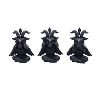 Nemesis Now Cult Cuties Trois Baphoboo de 13,4 cm en résine, noire, trois figurines Baphoboo de la sagesse, figurines de bébé Baphomet, objets de collection Baphomet, coulées dans la meilleure résine,
