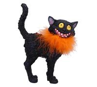 Nemesis Now Furdinand Figurine de Chat Souriant en résine Noire fantaisiste avec Collier en Fourrure - 23 cm - Cadeau de Collection - Moulé dans la résine de qualité supérieure - Peint à la Main