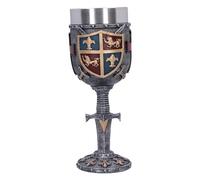 Nemesis Now Gobelet héraldique en résine argentée de 20 cm, épée et bouclier, collection historique, cadeau médiéval, insert amovible en acier inoxydable, moulé dans la meilleure résine, soigneusement