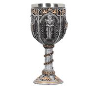 Nemesis Now Gobelet médiéval Chevalier argenté en résine avec Insert en Acier Inoxydable 17,5 cm
