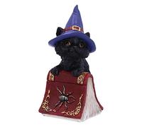 Nemesis Now Hocus U5231S0 Petite sorcière Familiar Chat Noir et Livre de Sorts, Rouge, 12,7 cm