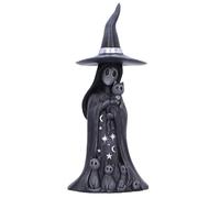 Nemesis Now Little Souls Aura - Figurine de sorcière Nemesis Now gothique chat sorcière, décoration d'intérieur, collection d'Halloween, figurine de sorcellerie pour les amoureux des chats, 12,5 cm