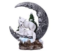 Nemesis Now Lunar Companions Figurine 19,3 cm Sculpture Loup et Lune Résine Produit Gothique Fantaisie Moulée dans la résine la Plus Fine Peinte à la Main
