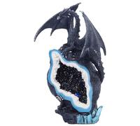 Nemesis Now Midnight Custodian Black Dragon Geode Figurine lumineuse 20,5 cm - Décoration fantaisie, Accents gothiques pour la maison, Dragon à collectionner, Géode illuminée
