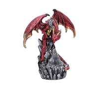 Nemesis Now Statue de dragon en résine protectrice de prisme - Figurine de dragon rouge peinte à la main sur prisme avec lumière de base LED - Cadeaux et décoration pour collectionneurs de dragon