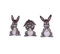 Nemesis Now Trois ânes de la Sagesse 11 cm, en résine, Gris, Trio de Figurines d'ânes, Produit Animal, moulé dans la Meilleure résine, Peint à la Main