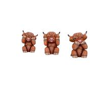 Nemesis Now Three Wise Highland Cows, Marron, 9,6 cm