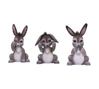 Nemesis Now Trois ânes de la Sagesse 11 cm, en résine, Gris, Trio de Figurines d'ânes, Produit Animal, moulé dans la Meilleure résine, Peint à la Main