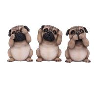 Nemesis Now Trois carlins sages 8,5 cm, résine, Fauve
