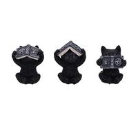 Nemesis Now Trois Chats de la Sagesse 8,5 cm, en résine, Noir, Trois Figurines de Chatons de la Sagesse, Ensemble de Trio de Figurines de Chatons occultes, Produit moulé dans la résine la Plus Fine,