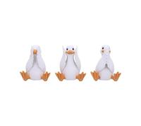 Nemesis Now Trois figurines Wise See No Evil Hear No Evil Speak No Evil Figurines, adorables objets de collection en résine peints à la main et cadeau - Oies de la sagesse