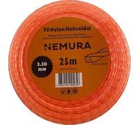 Nemura Fil Débroussailleuse Hélicoïdal Silencieux L: 25 m, Ø: 3,30 mm - Compatible avec d'autres marques - Haute Durabilité - Pièces Détachées de Qualité Professionnelle - Marque Française