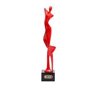 NENBOLEC Figurine Femme Yoga Statue Abstraite Sculpture Moderne Décor 35cm | Résine Rouge Brillante Ornement Anniversaire Cadeau Intérieur Maison Artisanale Arts Pour Chambre Salon étude