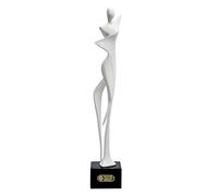 NENBOLEC Figurine Femme Yoga Statue Abstraite Sculpture Moderne Décor 42cm | Résine Blanc Brillante Ornement Anniversaire Cadeau Intérieur Maison Artisanale Arts Pour Étagère Table Bureau