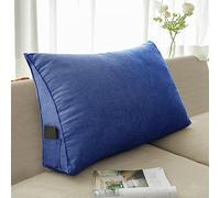 NENIUX Coussin de dossier triangulaire pour tête de lit, coussin de lecture, coussin cale, coussin de soutien lombaire - Pour canapé, bureau, tatami, 60 x 50 x 20 cm, bleu marine