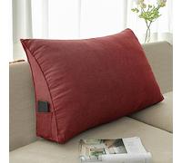 NENIUX Coussin de dossier triangulaire pour tête de lit, coussin de lecture, coussin cale, coussin de soutien lombaire - Pour canapé, bureau, tatami, 80 x 50 x 20 cm, rouge