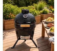 Neo Kamado - Mini barbecue en céramique de 33 cm, fumoir pour œufs et charbon, four portable et fumoir avec support