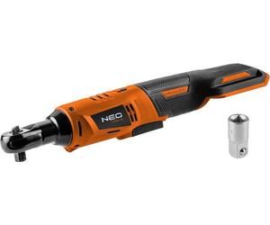 NEO TOOLS 18V, Li-lon, cliquet sans fil 3/8", sans batterie, adaptateur 1/2". Le couple maximal est de 60 Nm, la vitesse de rotation à vide est de 0-250 tr/min
