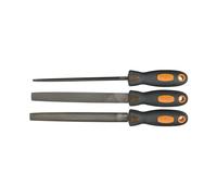 Neo Tools - Jeu de 3 limes à métaux 37-605, 200 mm (plat/demi-ronde/ronde) - Acier T12, poignée TPR