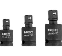 NEO TOOLS Articulation à percussion avec mécanisme de percussion, en acier au chrome-molybdène, pour outils à percussion, outils pneumatiques et cliquets s dans des conditions exigeantes (3pcs, 1/4",