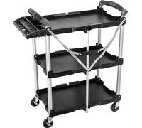 NEO TOOLS Chariot pliable, capacité de charge 75 kg, organisation des outils, 3 étagères, quatre roues mobiles, deux roues avec frein, structure pliable, cadre en aluminium, verrouillable, poignées bi