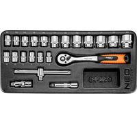 NEO TOOLS Clé à douille 3/8", jeu de 22 pièces, insert