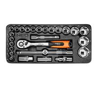 Neo Tools Coffret douilles et cliquet 1/2 84-238, 27 pièces