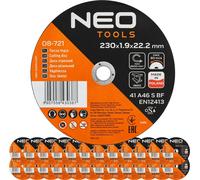 NEO TOOLS Disques à tronçonner Ø 230 x 1,9 mm x 22,23 mm 25 pièces | INOX et acier - Métal acier inox - Disque flexible pour meuleuse d'angle - Disque à ébarber