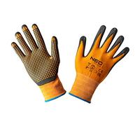 NEO TOOLS Gants de travail en nylon, revêtement : nitrile et points nitrile, 4131X, tailles 8"-10", velcro, coupe et résistance à l'abrasion, pour les travaux