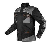 NEO TOOLS HD Slim Sweat de travail pour homme, gris, 60 % coton, 37 % polyester, 3 % élasthanne, coupe haute, près du corps, tissu Oxford, poches, coudes profilés, réfléchissant