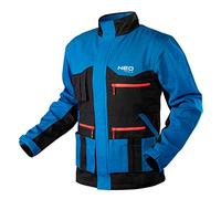 NEO TOOLS HD+ Veste de travail pour homme 100 % coton 275 g/m² Taille S-XXL Col montant Poignets réglables avec fermetures Velcro Fermeture Éclair derrière une bande