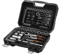 NEO TOOLS Jeu d'outils à cliquet ouvert ouille, embouts, équipement 1/4" et 3/8" 46 pces - Mécanisme à cliquet avec 72 cliquets | Acier CrV