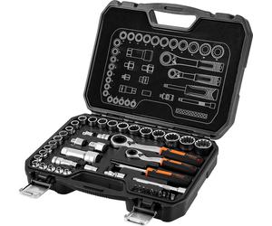NEO TOOLS Jeu d'outils à cliquet ouvert ouille, embouts, équipement 1/4" et 3/8" 46 pces - Mécanisme à cliquet avec 72 cliquets | Acier CrV