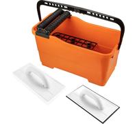 NEO TOOLS Kit de lavage de carrelage : bac de 25 L avec grille, planche à éponge, planche à frotter