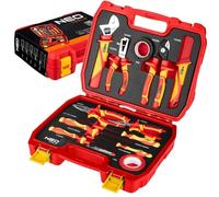 NEO TOOLS Kit d'outils d'électricien : 13 pièces, outils isolés CrV/S2, testeur de tension, 2 rubans isolants, coffret, pour montage, réparation et installations