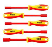 NEO TOOLS Lot de 5 douilles isolées VDE | Pour vis à six pans extérieurs de 5,5 mm, 7 mm, 8 mm, 10 mm, 13 mm, pour travaux sous tension, outils électriciens