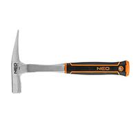 NEO TOOLS Marteau de maçonnerie (étroit) 600 g, construction monolithique, surface de frappe trempée, poignée à deux composants, GS, certifié TÜV Rhénanie DIN 1193, tête large, longue et plate