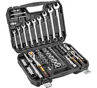 NEO TOOLS ouille 1/2", 1/4" 82 pièces, CrV ; pour visser et dévisser ; embouts Phillips, six pans ; coffret de rangement ; ; douilles à cliquet