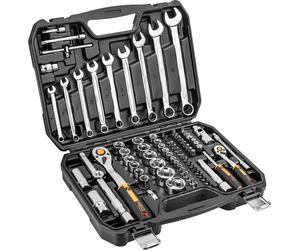 NEO TOOLS ouille 1/2", 1/4" 82 pièces, CrV ; pour visser et dévisser ; embouts Phillips, six pans ; coffret de rangement ; ; douilles à cliquet