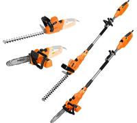NEO TOOLS Outil de jardinage multifonctions 2 en 1 - Elagueuse sur perche (750W, guide de 25cm) & taille-haie télescopique (550W, lame de 46cm)