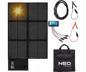 NEO TOOLS Panneau solaire portable Chargeur 100/120/140/200W, chargeur solaire ; pour recharger les appareils USB ; banque d'énergie portable, Outdoor imperméable Camping Survival (120W)